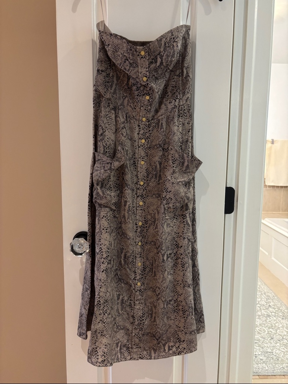 Rebecca Taylor Silk Snake Print Midi Corset Dress